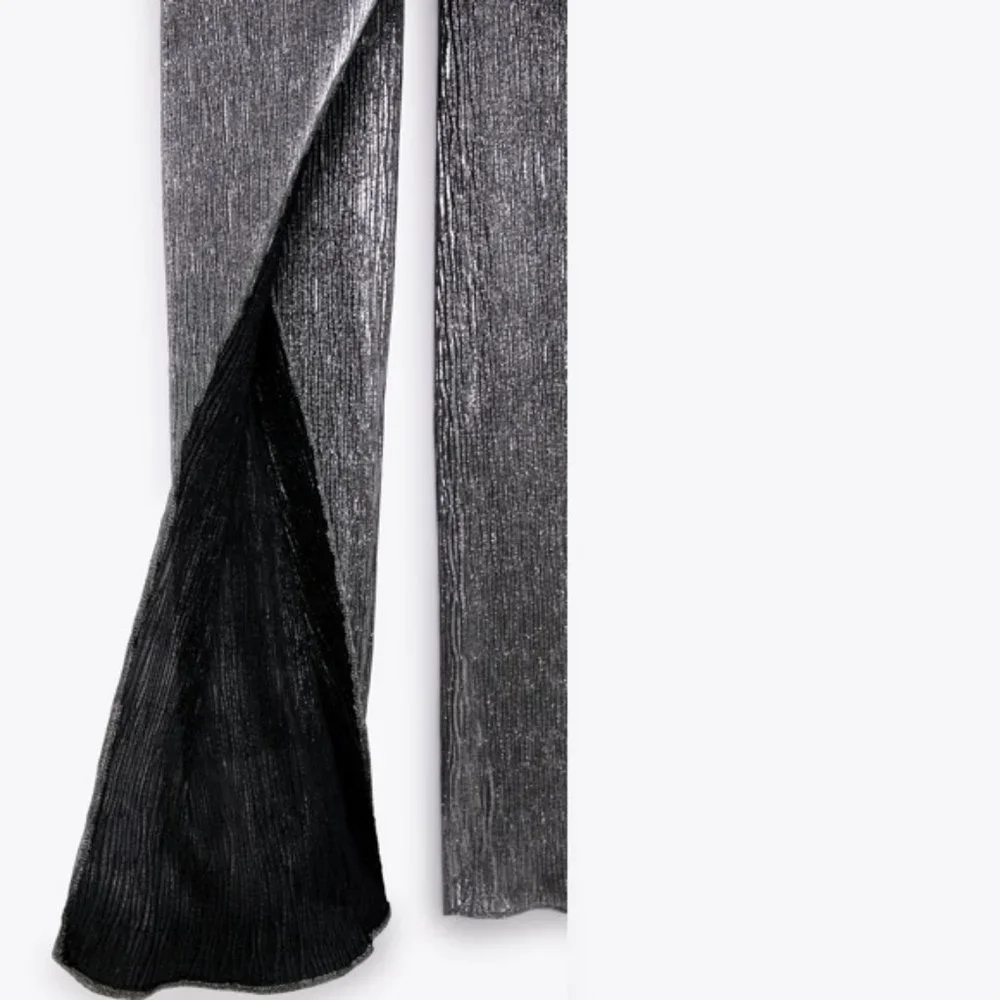 BLOGGER'S FAVE! Zara Limited Edition Sparkly Silver Wrap Front Pants SZ XS NWT - Picture 14 of 14